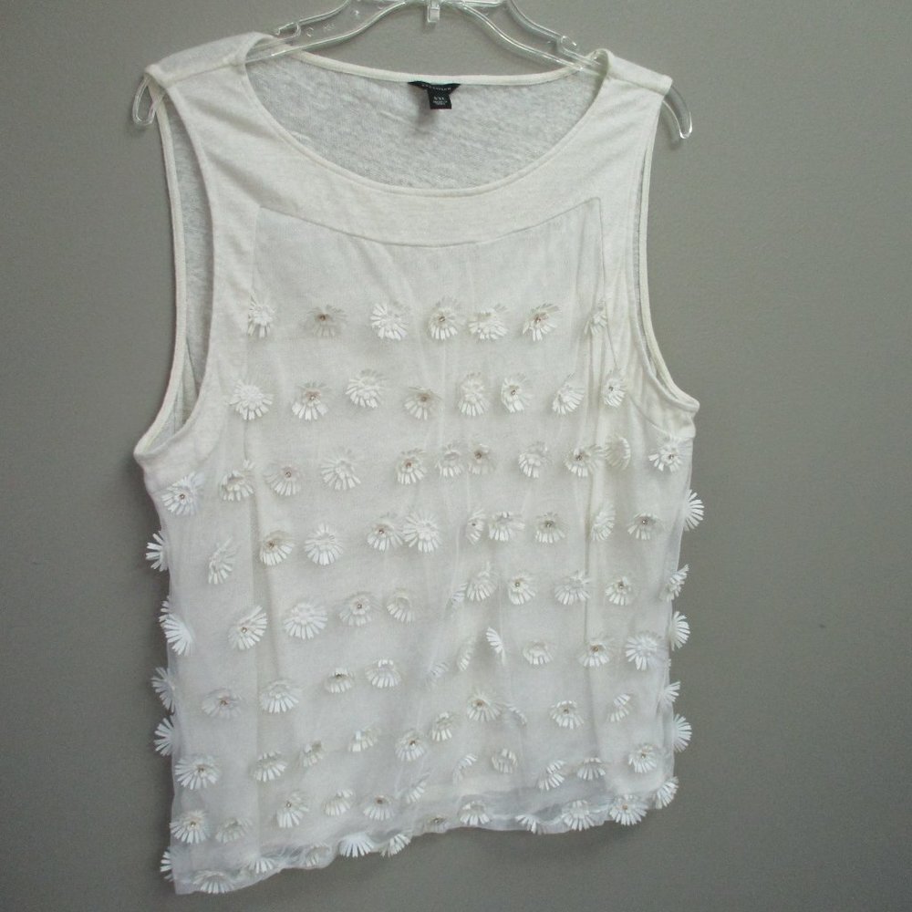 Ann Taylor Sleeveless Sweater Flower Accent 2X